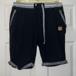 Fashion Style News Black Cotton Linen Blend Shorts